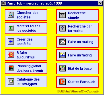 Ecran d'accueil de Pamo Job
