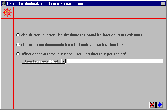 Choix des types de destinataires d'un mailing